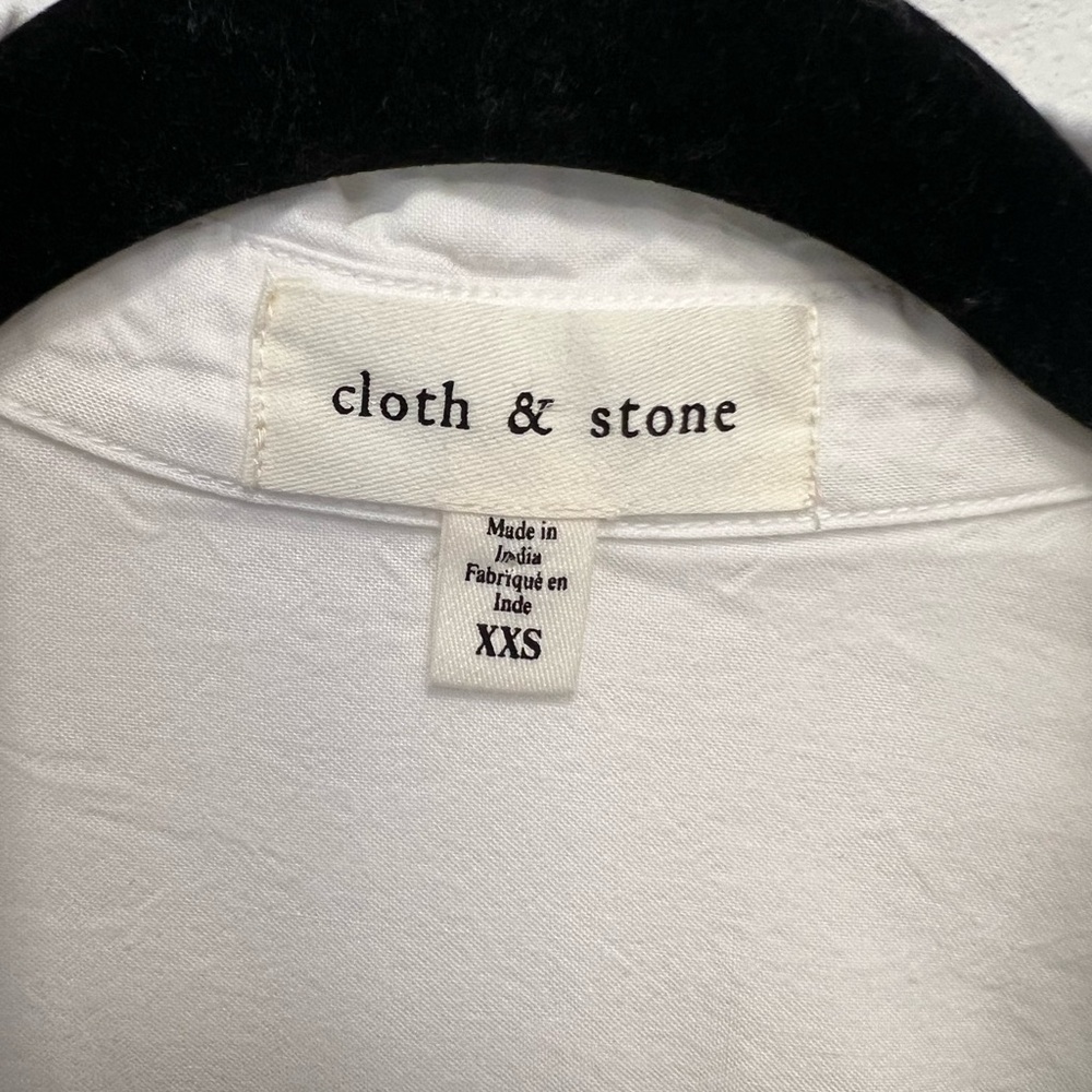 Cloth & Stone White Button Down Shirt XXS | Lightweight Utility Pocket Top - Picture 2 of 4